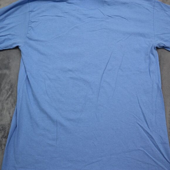 Gildan Shirt Mens M Blue Long Sleeve Graphic Print Activewear Pullover T Shirt - Picture 16 of 16